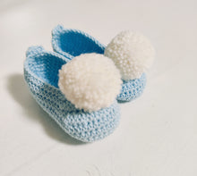 Carregar imagem no visualizador da galeria, Sapatinho Pompom azul/cru
