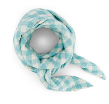 Carregar imagem no visualizador da galeria, Musselina Vichy azul 70x70cm