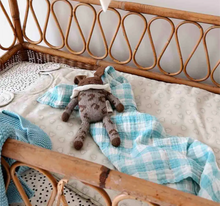 Carregar imagem no visualizador da galeria, Musselina Vichy azul 70x70cm