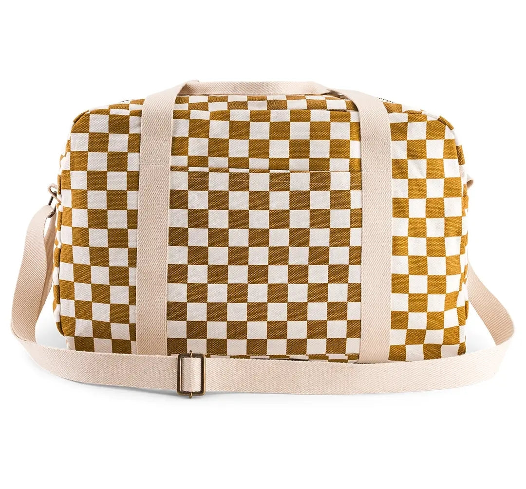 Saco vichy caramelo/branco