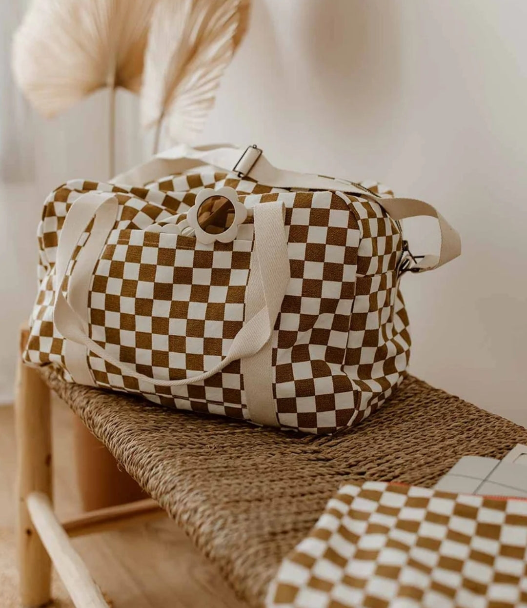 Saco vichy caramelo/branco